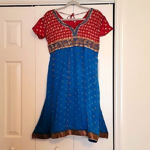Vintage handmade dress from India, sz XL, see description for size modifications